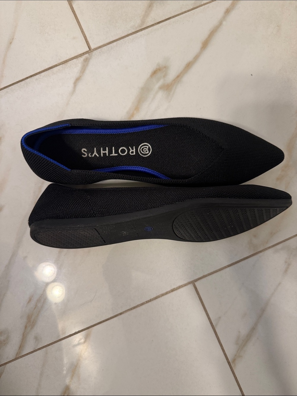 Rothy's Black Pointed Toe Flats ( V shape-at toes) - Picture 3 of 4